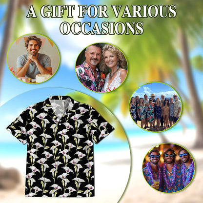 Calla Lily Hawaiian Shirt for Men, Button Down Aloha Shirt - Azhawaiian