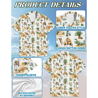Camel Desert Hawaiian Shirt for Men, Button Down Aloha Shirt - Azhawaiian