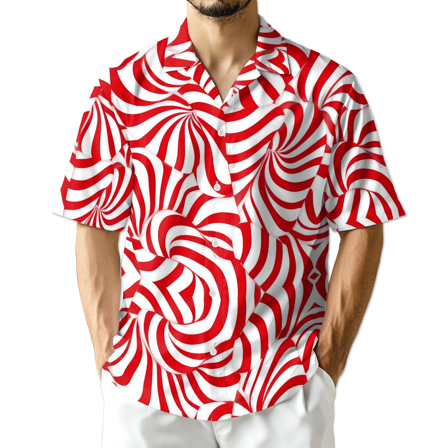 Azhawaiian Candy Cane Pattern Hawaiian Shirt for Men