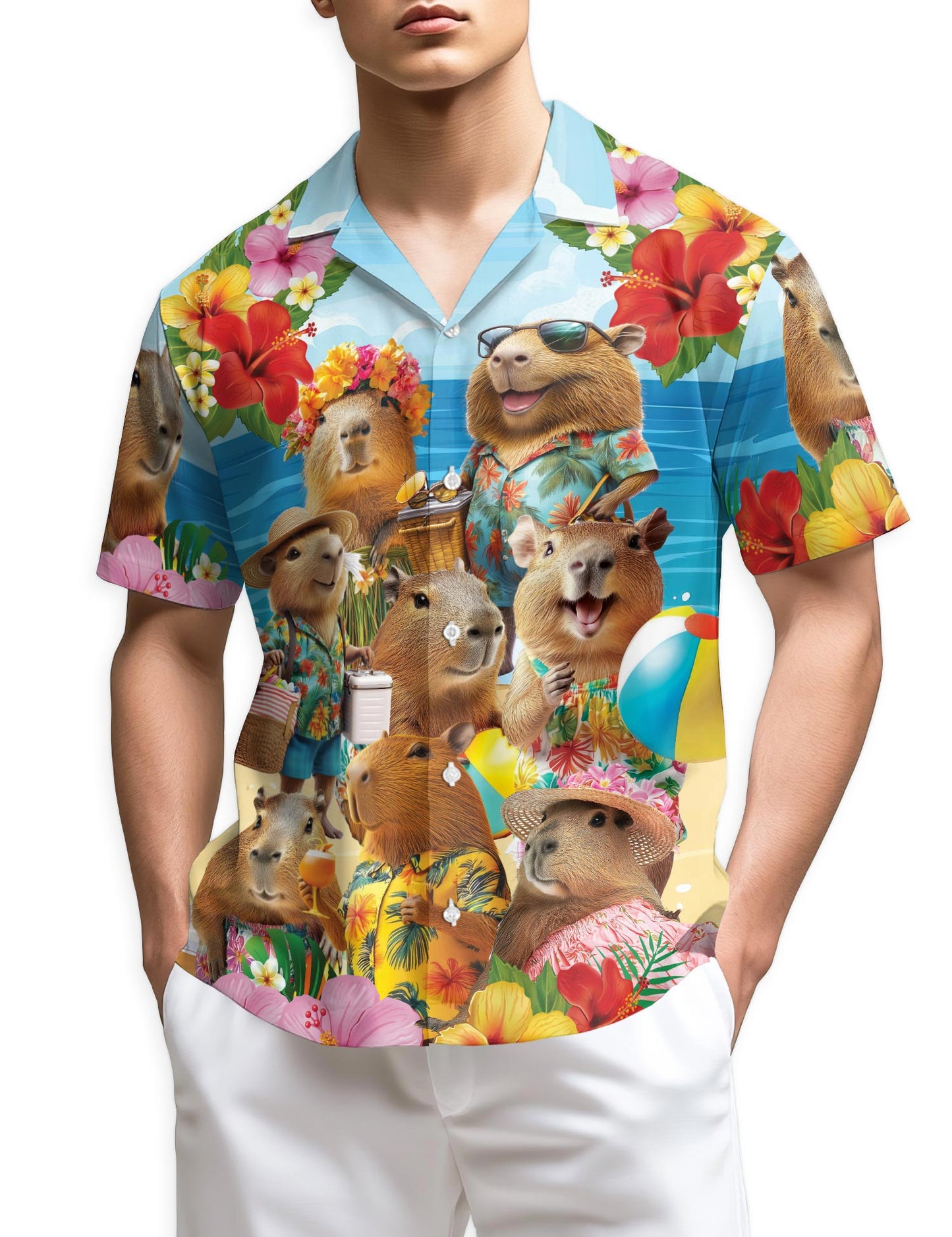 Azhawaiian Capybara Hawaiian Shirt for Men