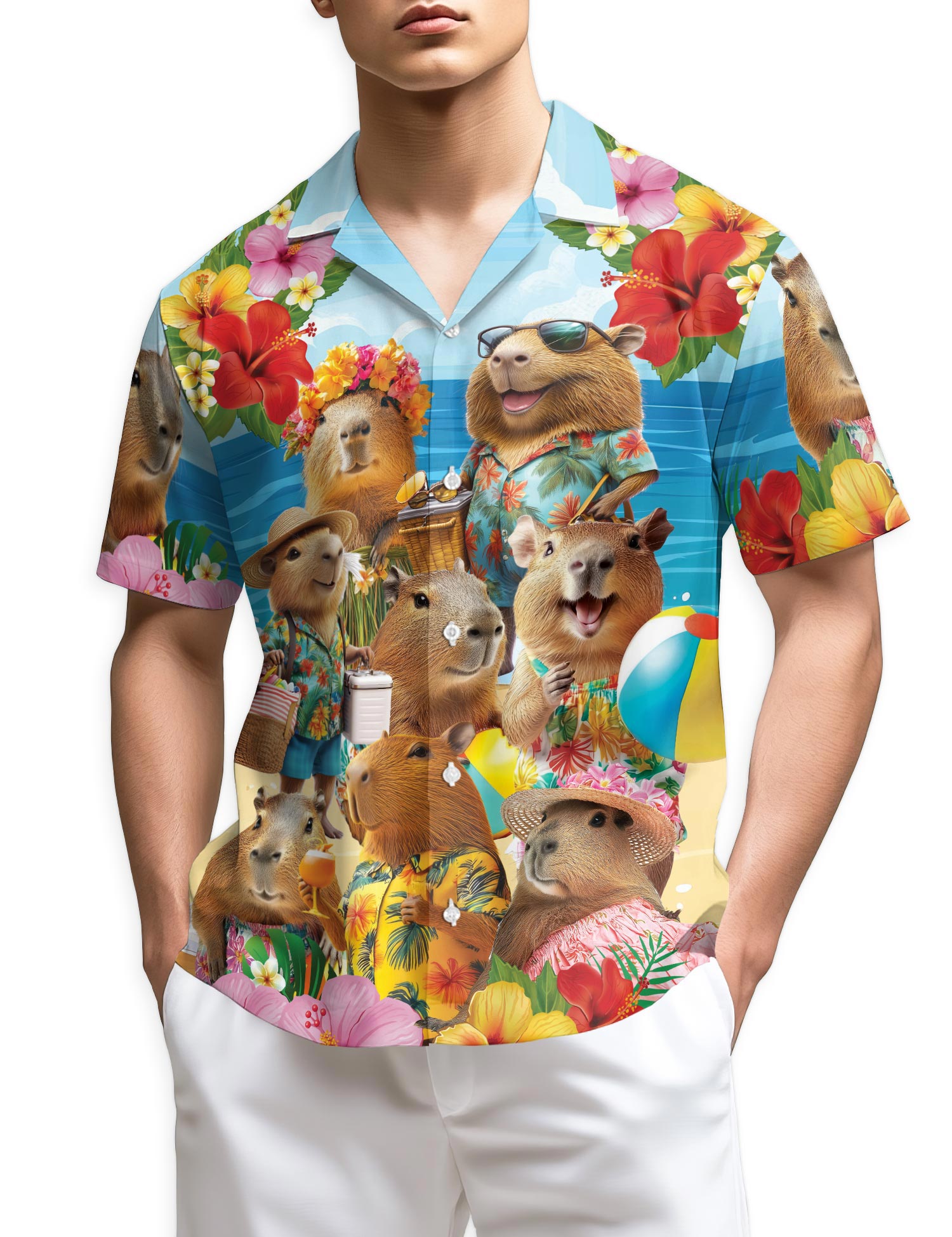 Azhawaiian Capybara Hawaiian Shirt for Men