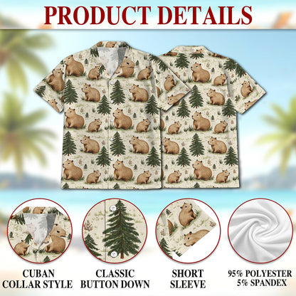 Capybara Pattern Hawaiian Shirt for Men, Button Down Aloha Shirt - Azhawaiian