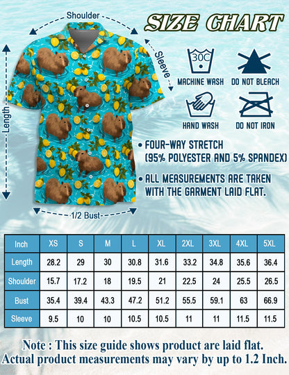 Capypara Pattern Hawaiian Shirt for Men, Button Down Aloha Shirt - Azhawaiian