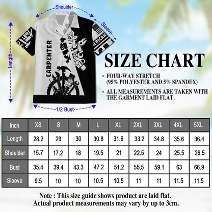 Carpenter Black White 3D Hawaiian Shirt for Men, Button Down Aloha Shirt - Azhawaiian