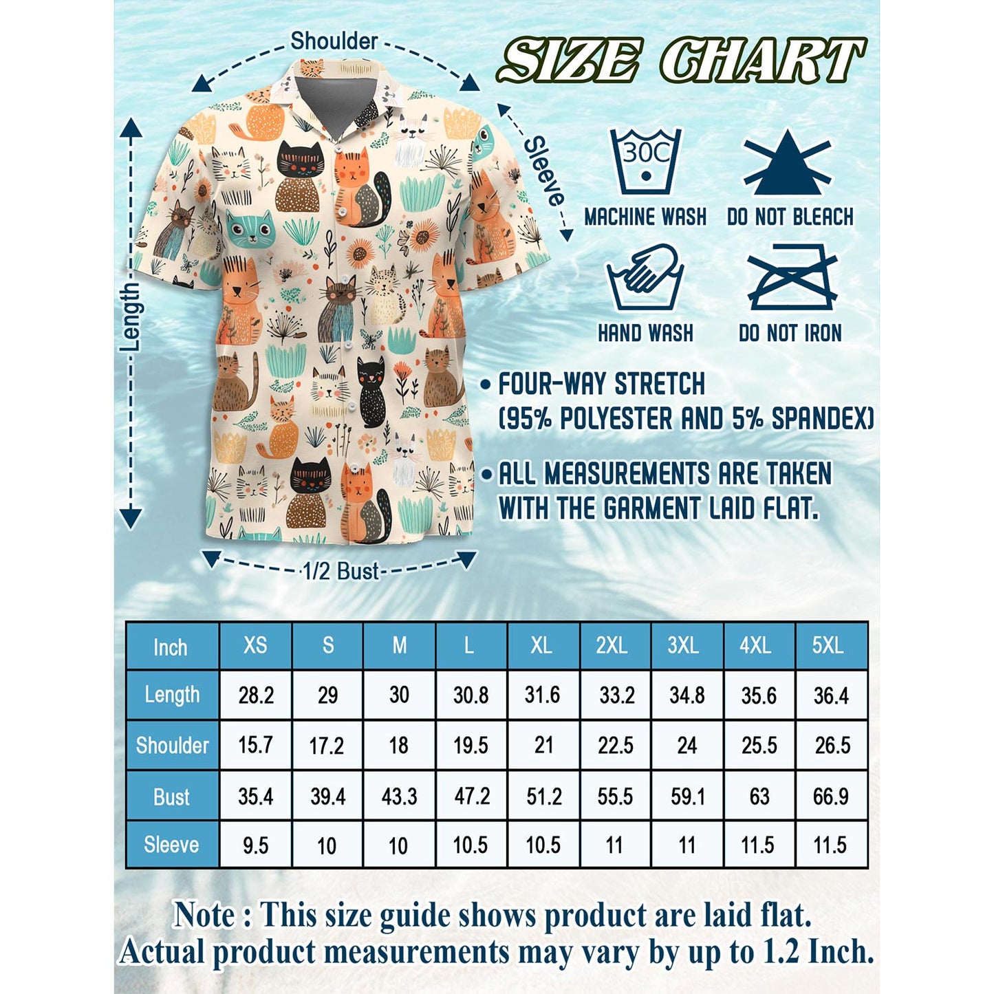 Cat Abstract Trees and Flowers Hawaiian Shirt for Men, Button Down Aloha Shirt - Azhawaiian