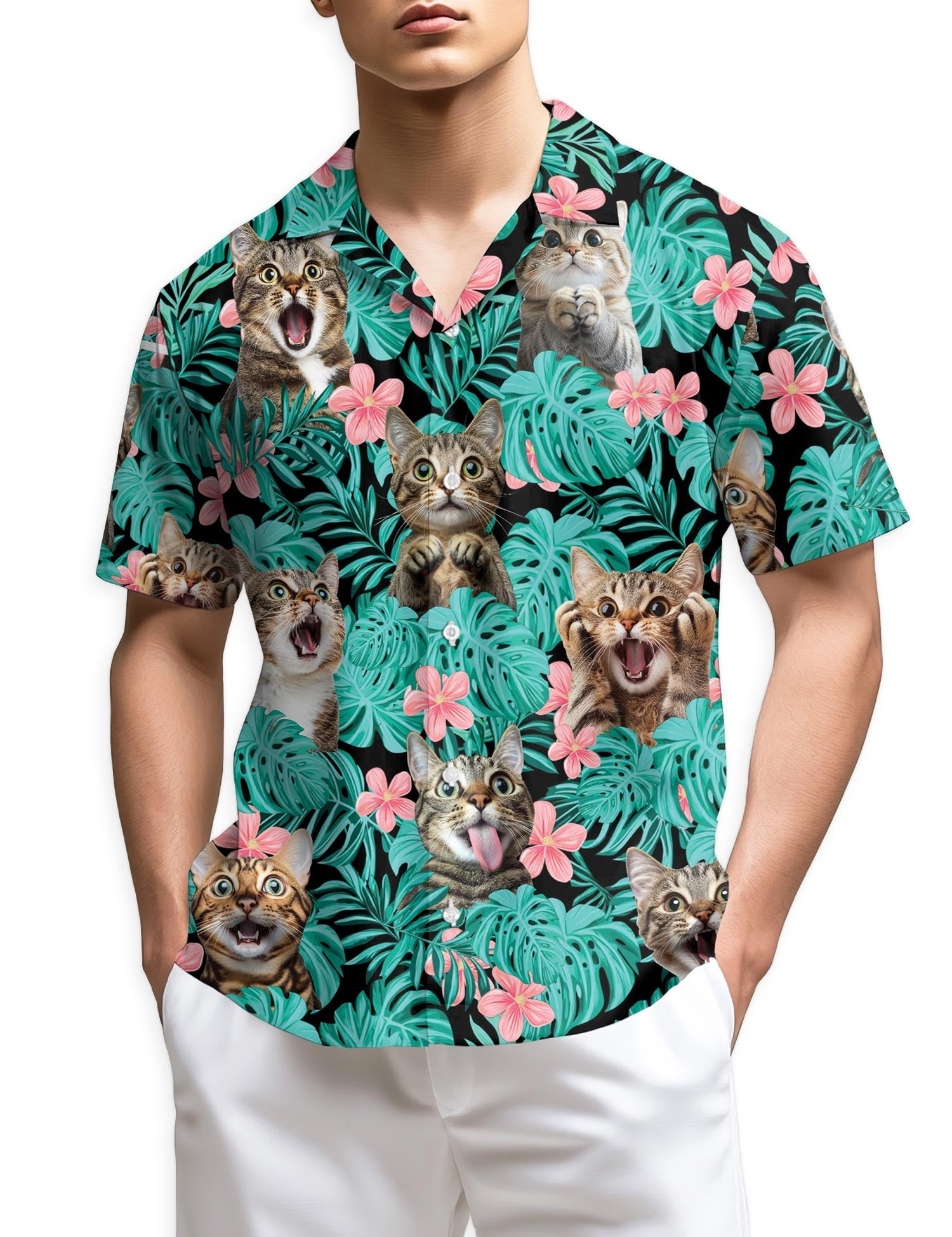 Azhawaiian Cat And Flower Hawaiian Shirt for Men