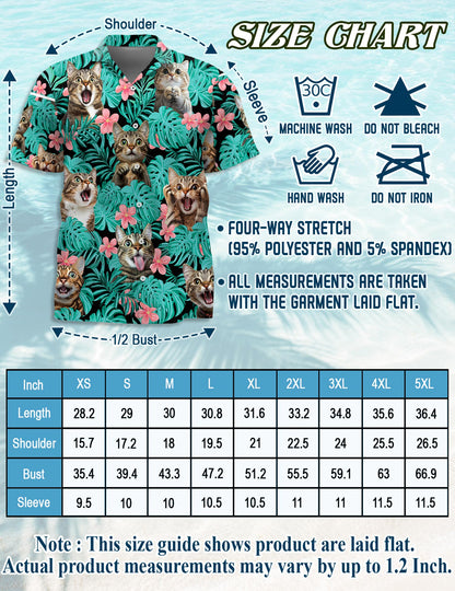 Cat And Flower Hawaiian Shirt for Men, Button Down Aloha Shirt - Azhawaiian
