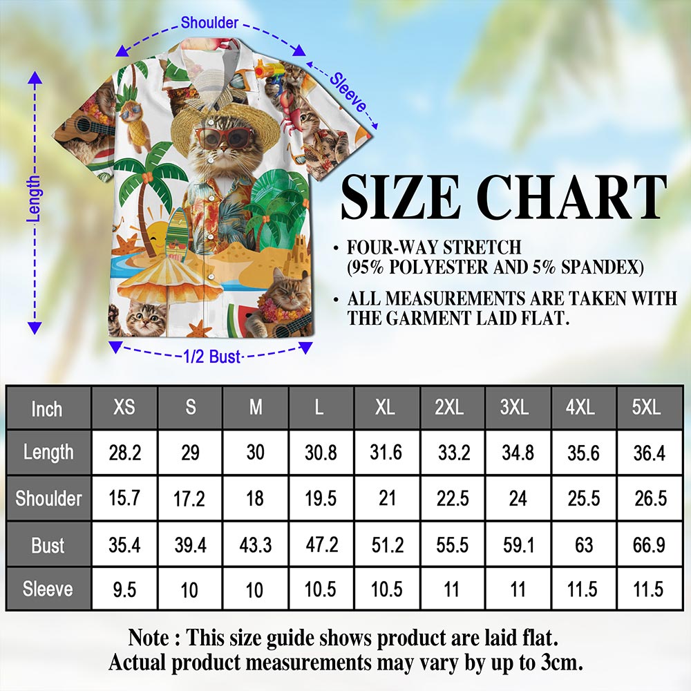 Cat Holiday Hawaiian Shirt for Men, Button Down Aloha Shirt - Azhawaiian