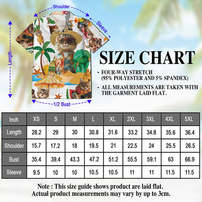 Cat Holiday Hawaiian Shirt for Men, Button Down Aloha Shirt - Azhawaiian