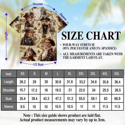 Cat Pirate Hawaiian Shirt for Men, Button Down Aloha Shirt - Azhawaiian