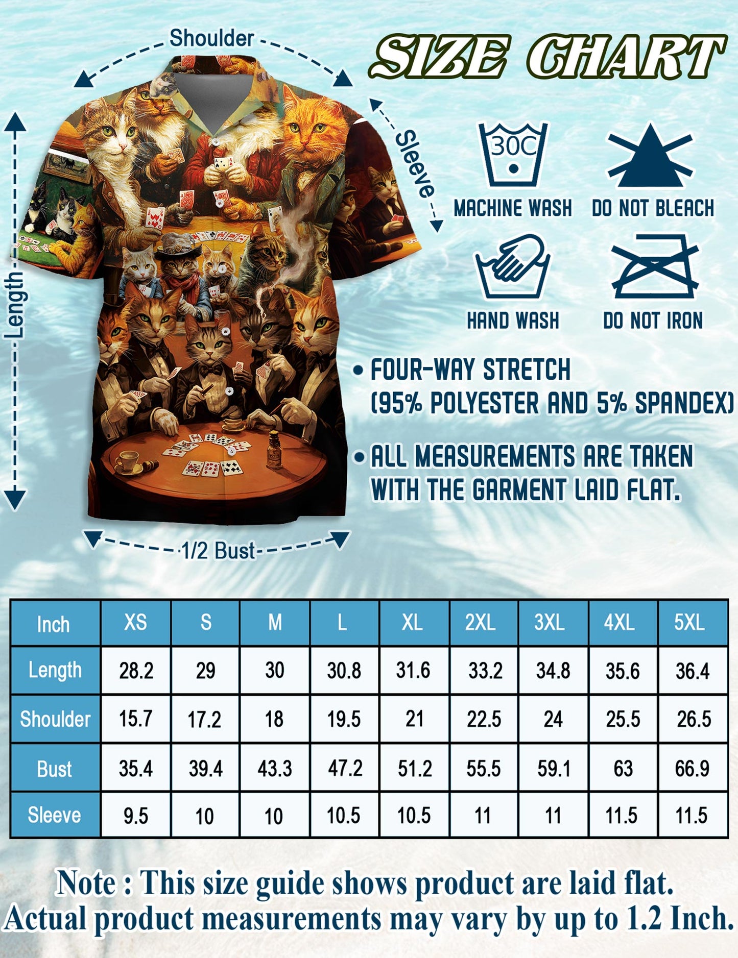 Cats Playing Poker Hawaiian Shirt for Men, Button Down Aloha Shirt - Azhawaiian
