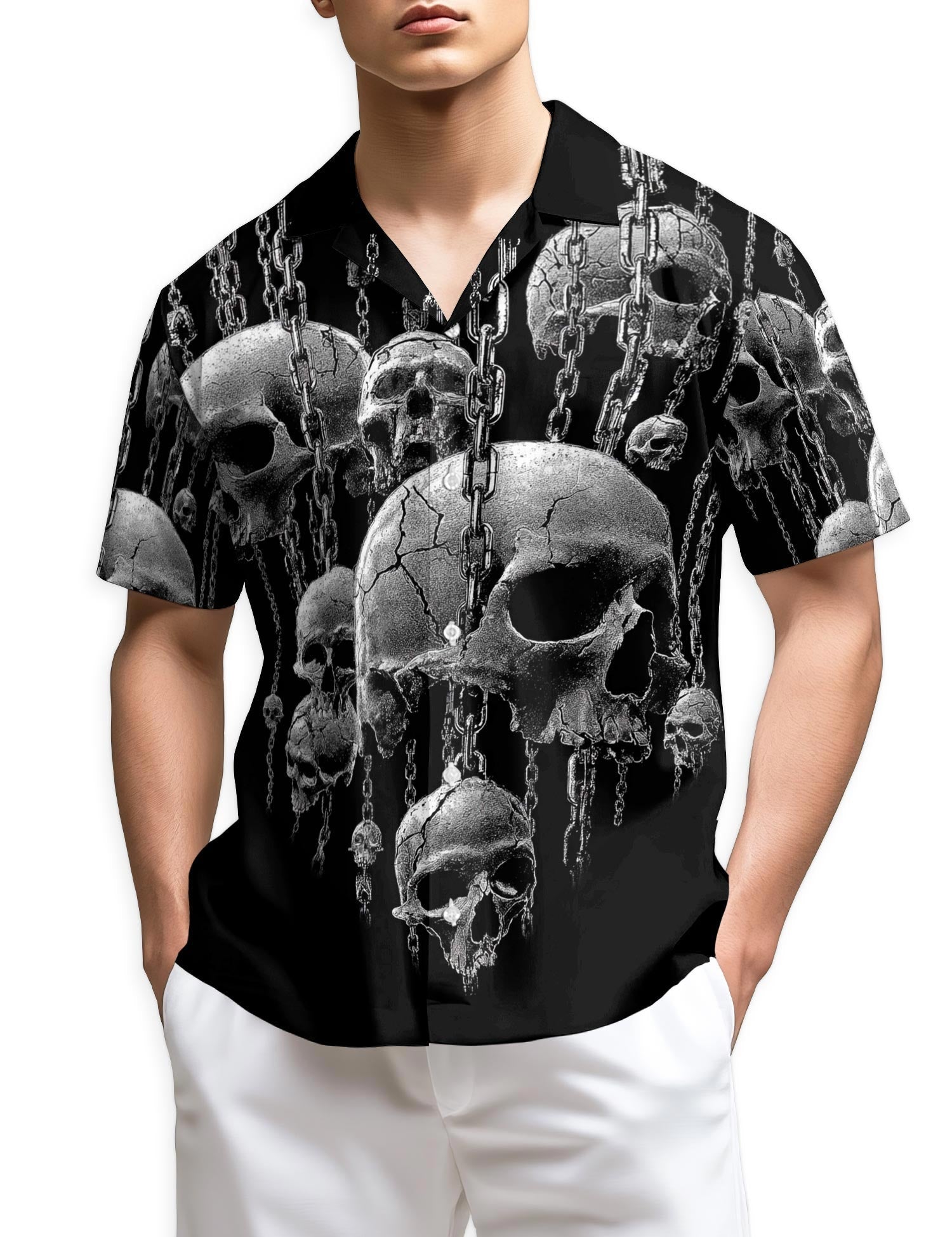 Azhawaiian Chained Skull Hawaiian Shirt for Men