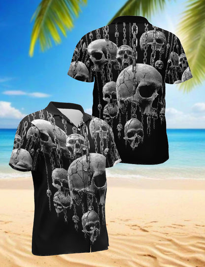 Chained Skull Hawaiian Shirt for Men, Button Down Aloha Shirt - Azhawaiian
