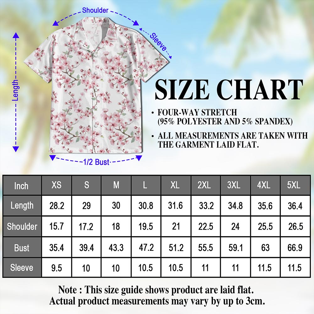 Cherry Blossom Hawaiian Shirt for Men, Button Down Aloha Shirt - Azhawaiian