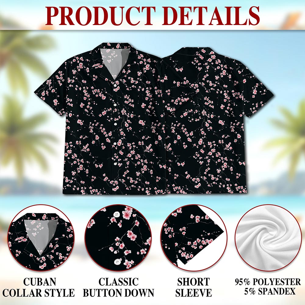 Cherry Blossom Hawaiian Shirt for Men, Button Down Aloha Shirt - Azhawaiian