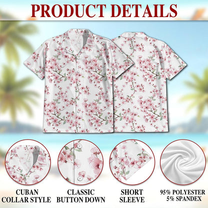 Cherry Blossom Hawaiian Shirt for Men, Button Down Aloha Shirt - Azhawaiian