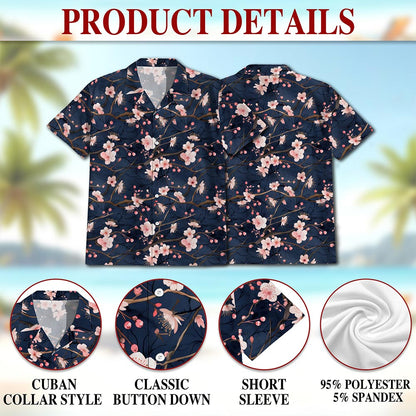 Cherry Blossom Hawaiian Shirt for Men, Button Down Aloha Shirt - Azhawaiian