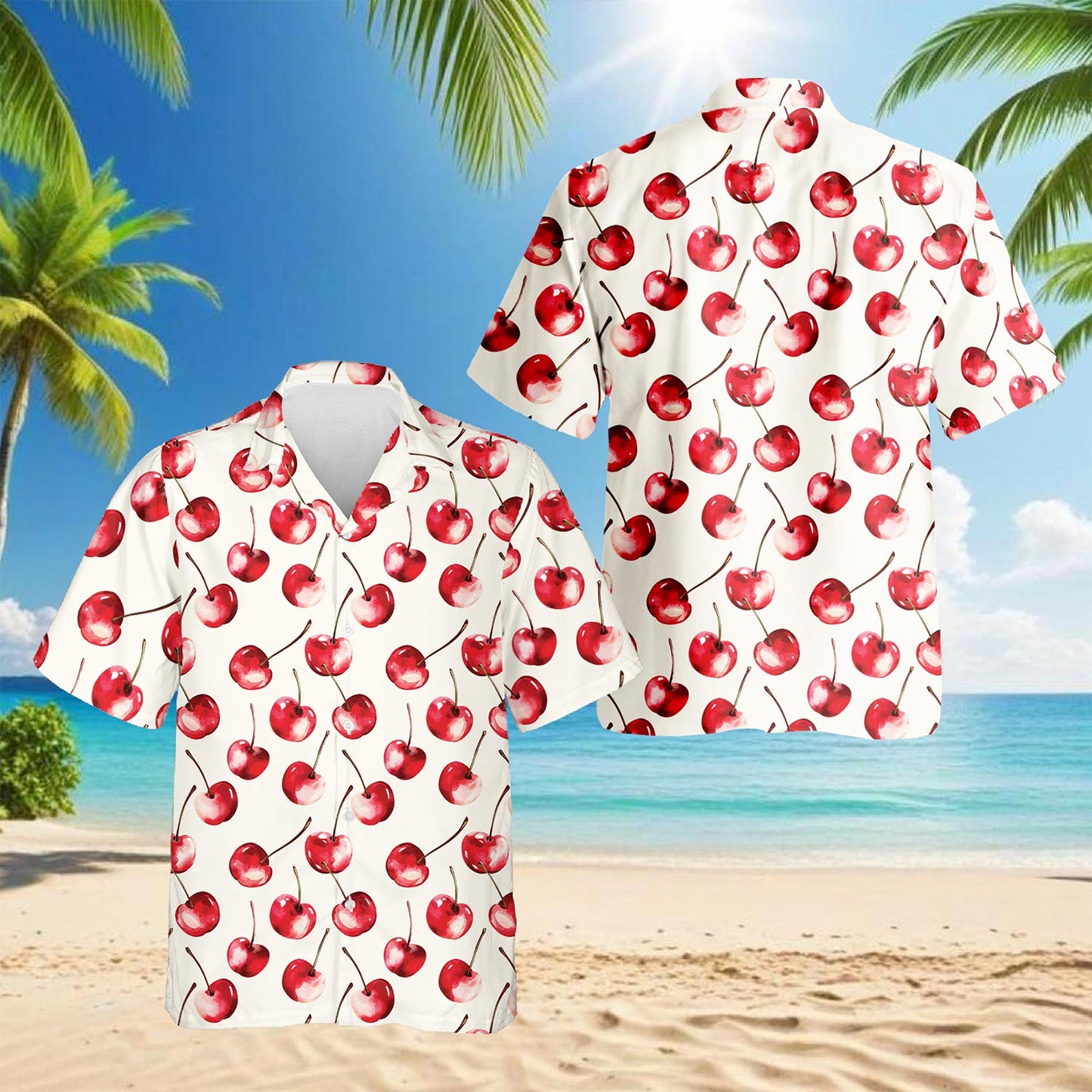 Cherry Hawaiian Shirt for Men, Button Down Aloha Shirt - Azhawaiian