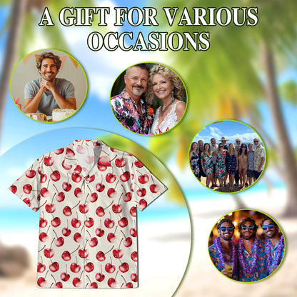 Cherry Hawaiian Shirt for Men, Button Down Aloha Shirt - Azhawaiian
