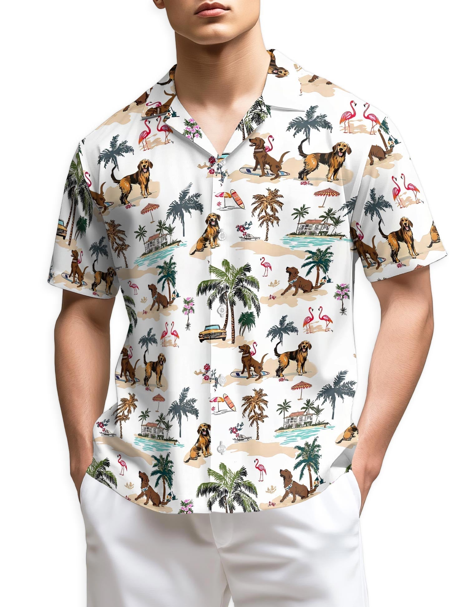 Azhawaiian Chesapeake Bay Retriever Hawaiian Shirt for Men