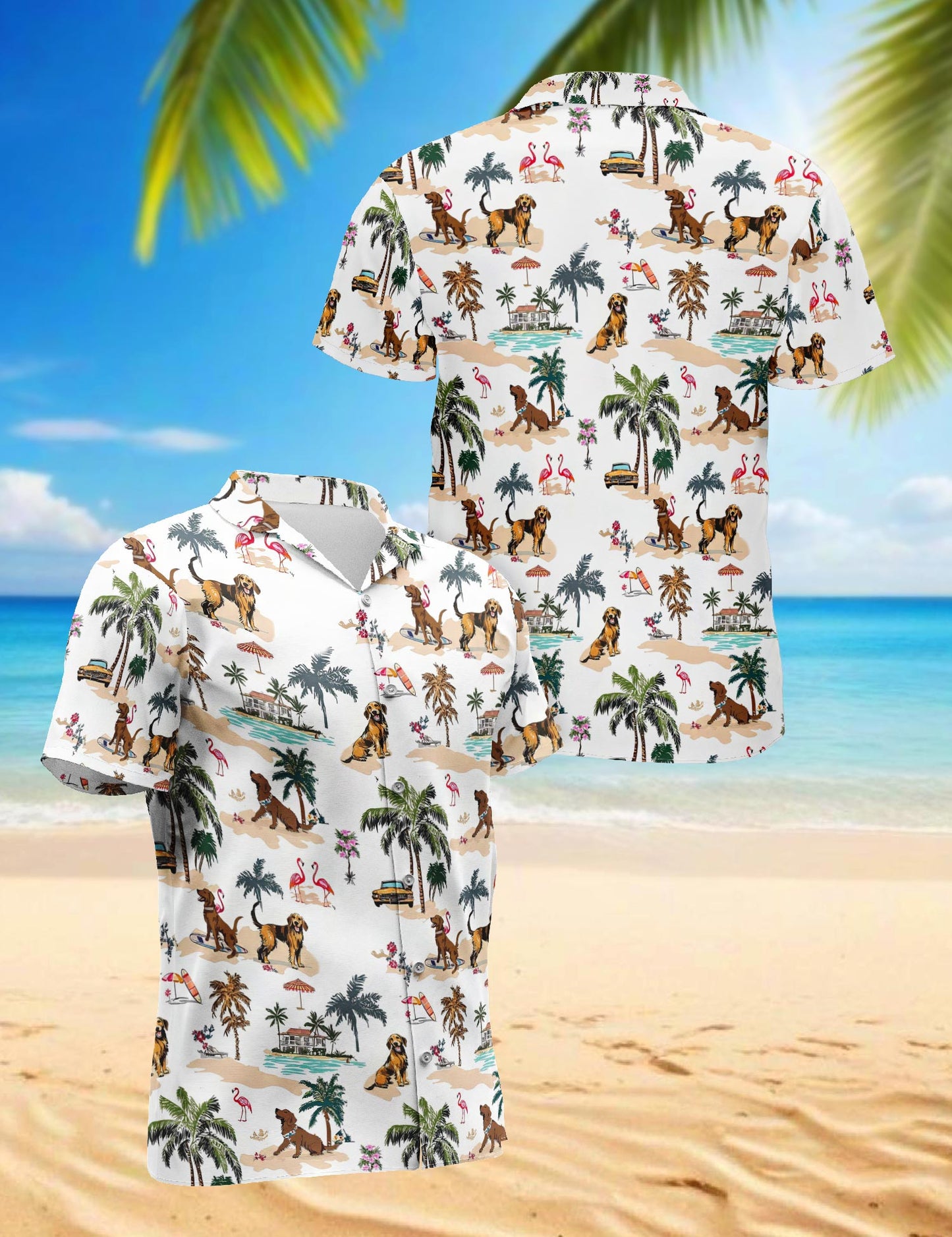 Chesapeake Bay Retriever Hawaiian Shirt for Men, Button Down Aloha Shirt - Azhawaiian