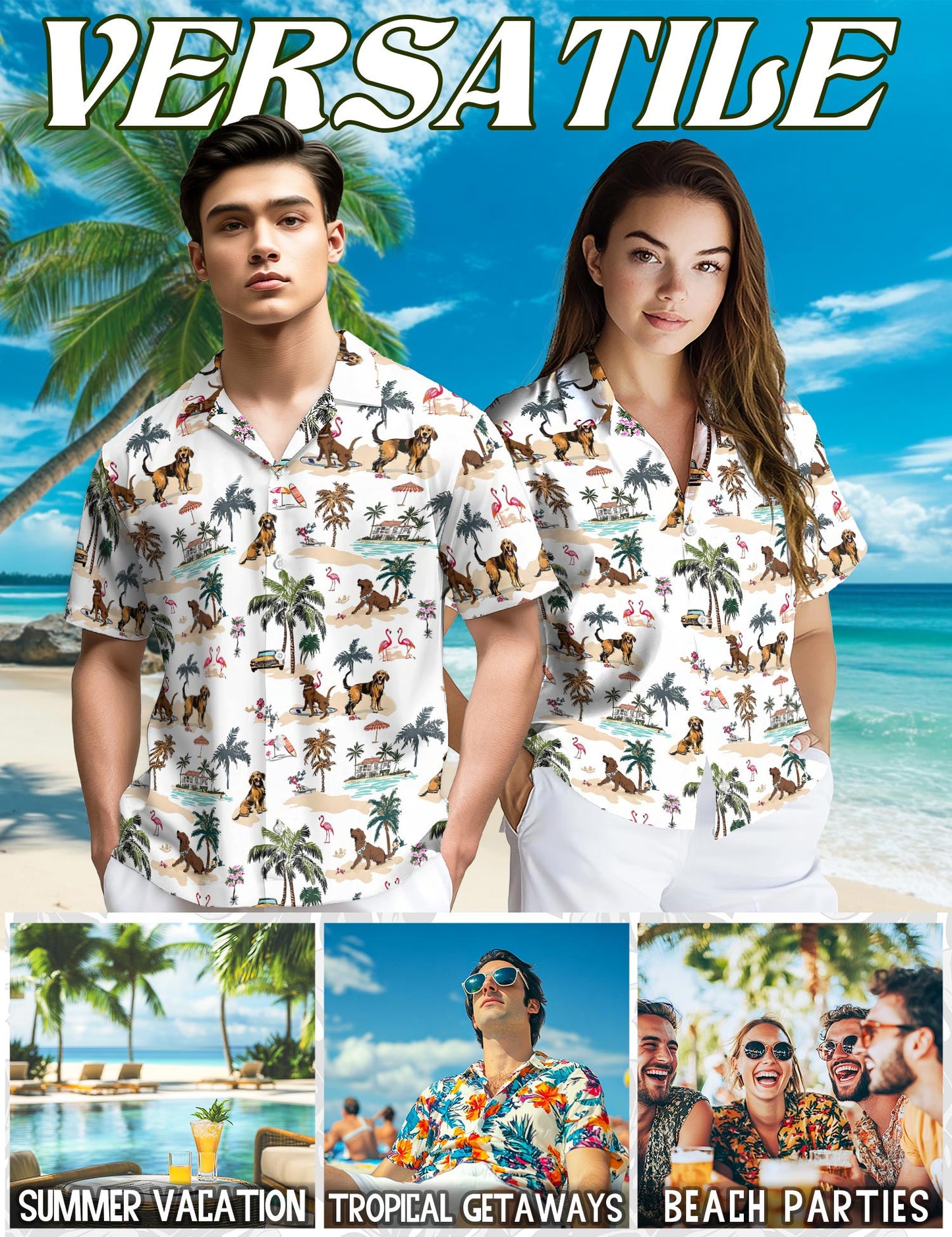 Chesapeake Bay Retriever Hawaiian Shirt for Men, Button Down Aloha Shirt - Azhawaiian