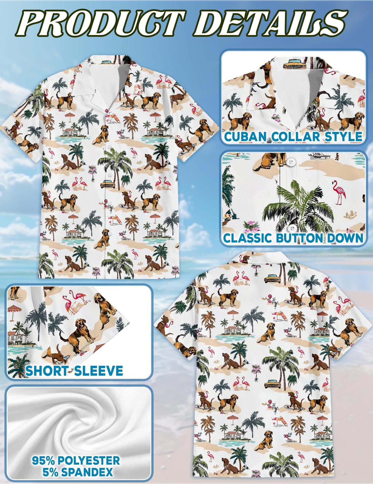 Chesapeake Bay Retriever Hawaiian Shirt for Men, Button Down Aloha Shirt - Azhawaiian