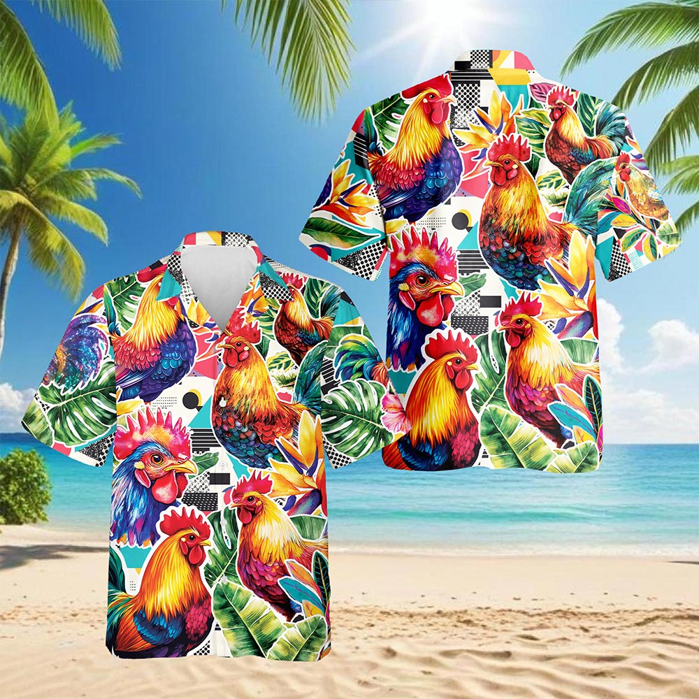 Chicken Hawaiian Shirt for Men, Button Down Aloha Shirt - Azhawaiian
