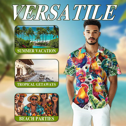 Chicken Hawaiian Shirt for Men, Button Down Aloha Shirt - Azhawaiian