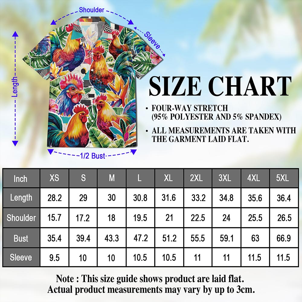 Chicken Hawaiian Shirt for Men, Button Down Aloha Shirt - Azhawaiian