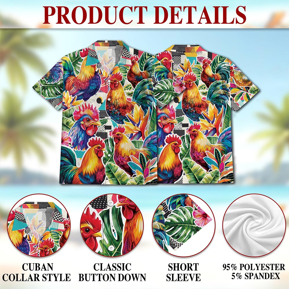 Chicken Hawaiian Shirt for Men, Button Down Aloha Shirt - Azhawaiian