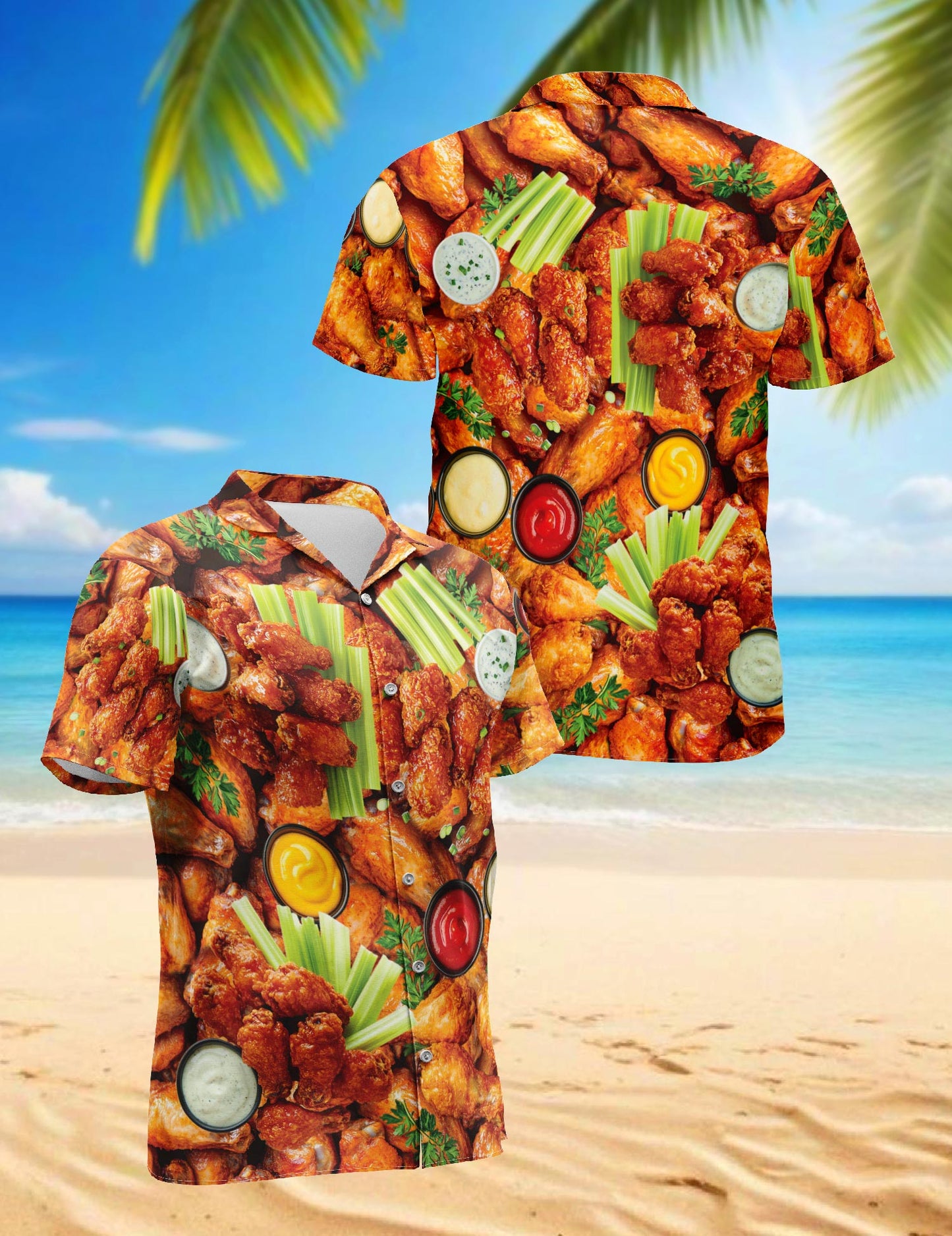Chicken Wing Hawaiian Shirt for Men, Button Down Aloha Shirt - Azhawaiian