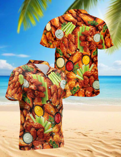 Chicken Wing Hawaiian Shirt for Men, Button Down Aloha Shirt - Azhawaiian