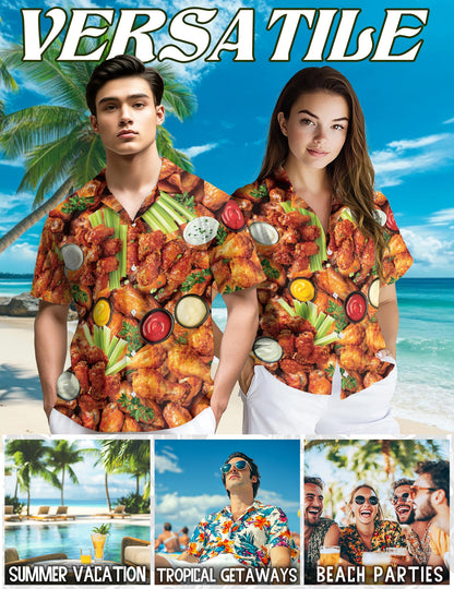 Chicken Wing Hawaiian Shirt for Men, Button Down Aloha Shirt - Azhawaiian