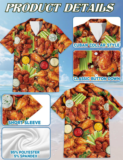 Chicken Wing Hawaiian Shirt for Men, Button Down Aloha Shirt - Azhawaiian