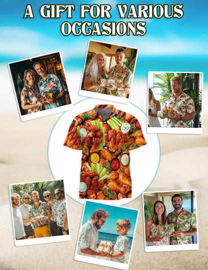 Chicken Wing Hawaiian Shirt for Men, Button Down Aloha Shirt - Azhawaiian