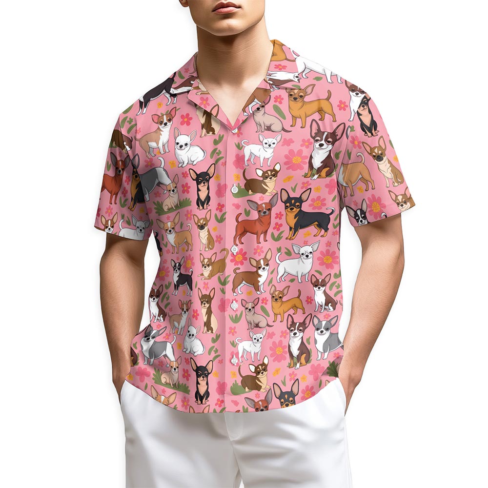 Azhawaiian Chihuahua with Flowers Hawaiian Shirt for Men