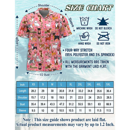 Chihuahua with Flowers Hawaiian Shirt for Men, Button Down Aloha Shirt - Azhawaiian