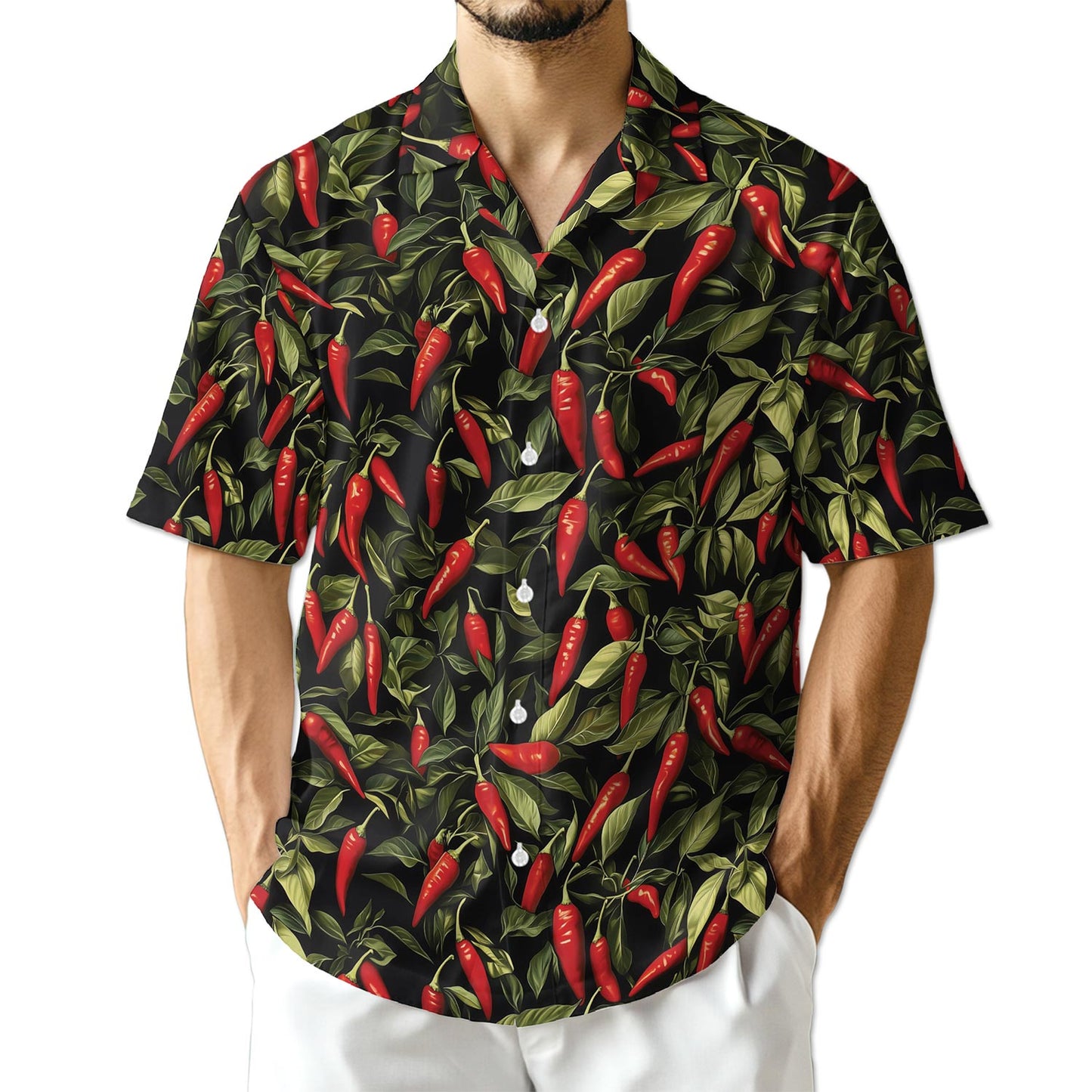 Azhawaiian Chilli Pepper Pattern Hawaiian Shirt for Men