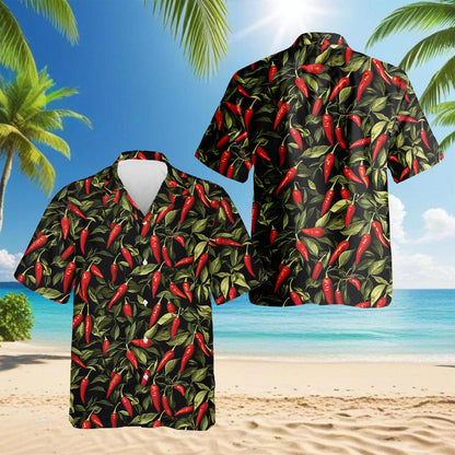 Chilli Pepper Pattern Hawaiian Shirt for Men, Button Down Aloha Shirt - Azhawaiian