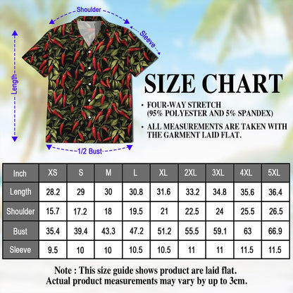 Chilli Pepper Pattern Hawaiian Shirt for Men, Button Down Aloha Shirt - Azhawaiian