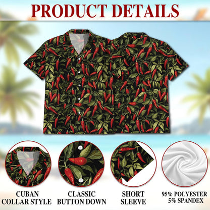 Chilli Pepper Pattern Hawaiian Shirt for Men, Button Down Aloha Shirt - Azhawaiian
