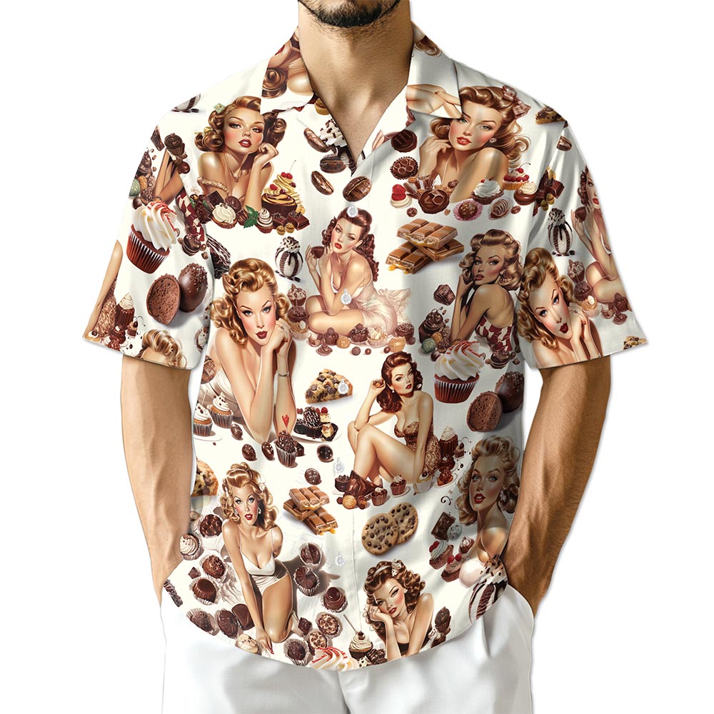 Azhawaiian Chocolate Candy Desert Pinup Girl Hawaiian Shirt