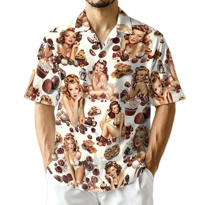 Azhawaiian Chocolate Candy Desert Pinup Girl Hawaiian Shirt