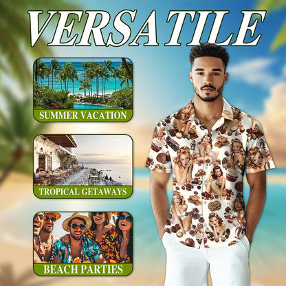 Chocolate Candy Desert Pinup Girl Hawaiian Shirt for Men, Button Down Aloha Shirt - Azhawaiian