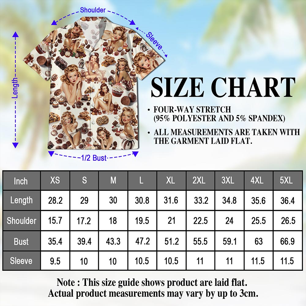 Chocolate Candy Desert Pinup Girl Hawaiian Shirt for Men, Button Down Aloha Shirt - Azhawaiian