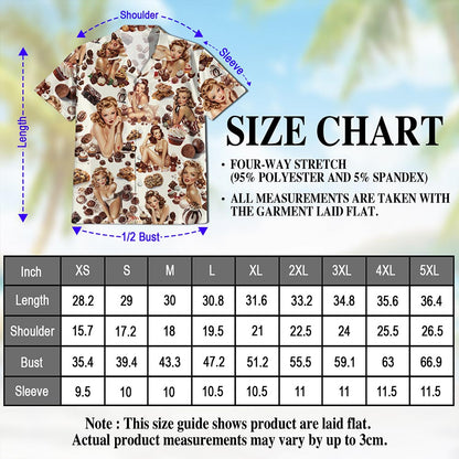 Chocolate Candy Desert Pinup Girl Hawaiian Shirt for Men, Button Down Aloha Shirt - Azhawaiian