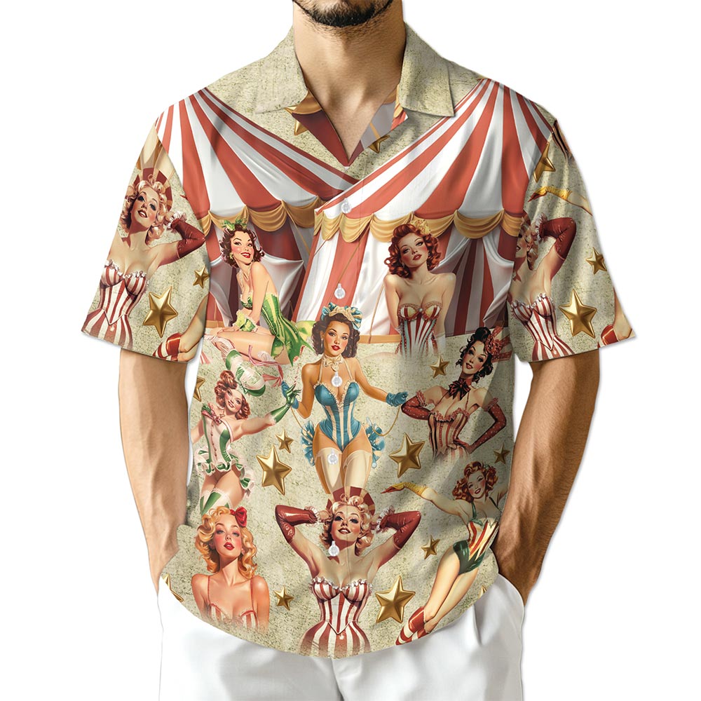 Azhawaiian Circus Pinup Girl Hawaiian Shirt for Men