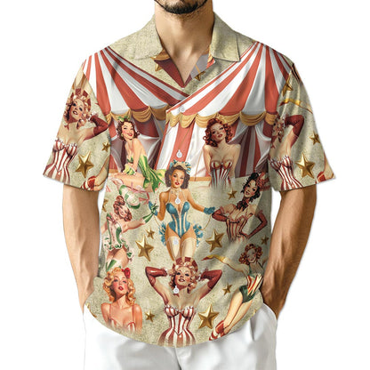 Azhawaiian Circus Pinup Girl Hawaiian Shirt for Men