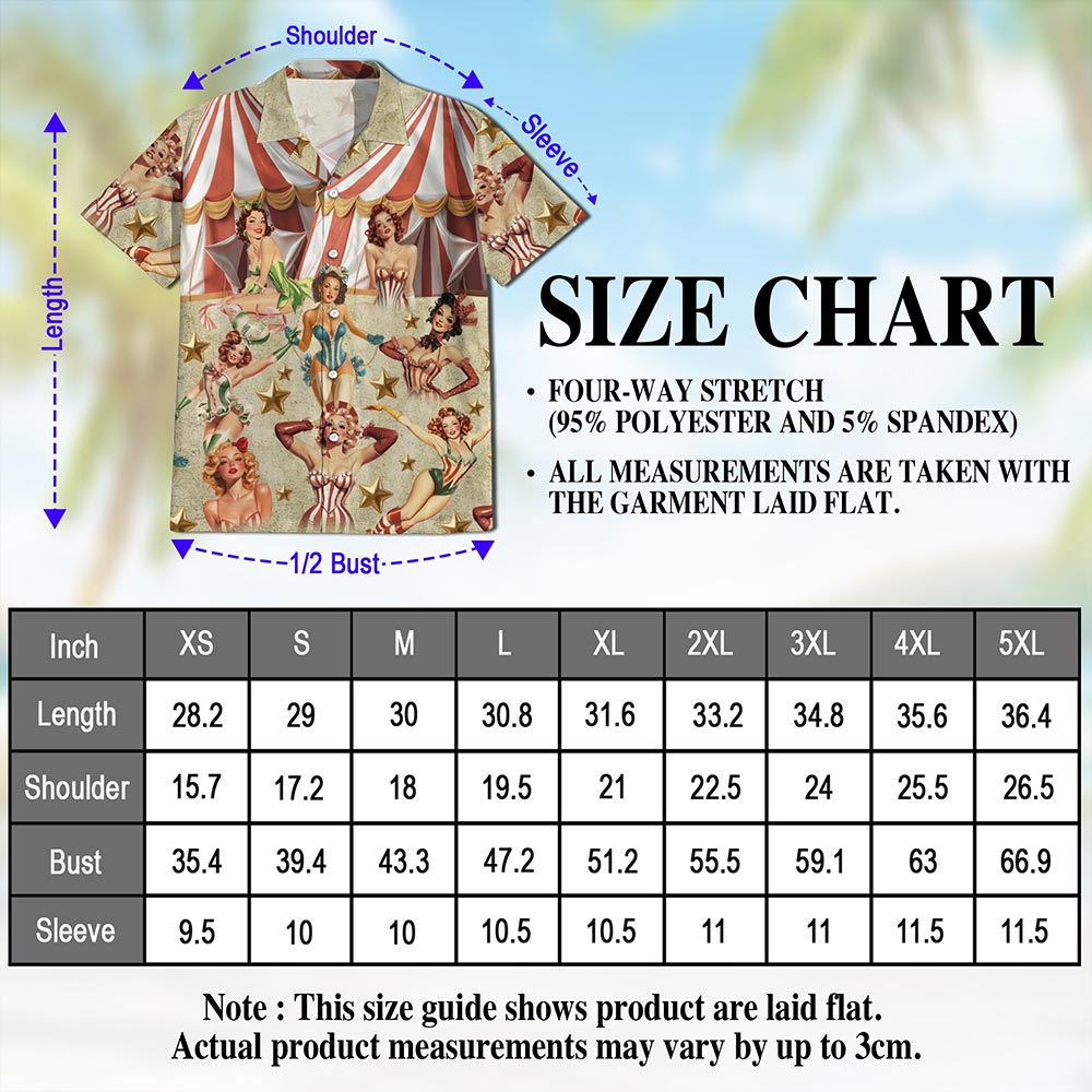 Circus Pinup Girl Hawaiian Shirt for Men, Button Down Aloha Shirt - Azhawaiian